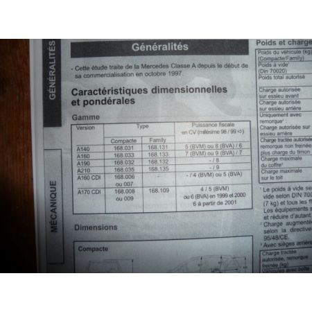 Classe A 97- Revue Technique Mercedes
