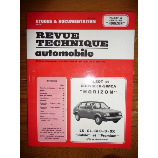 Horizon Revue Technique Chrysler Simca Talbot