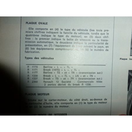 R12 1300 cm3 Revue Technique Renault