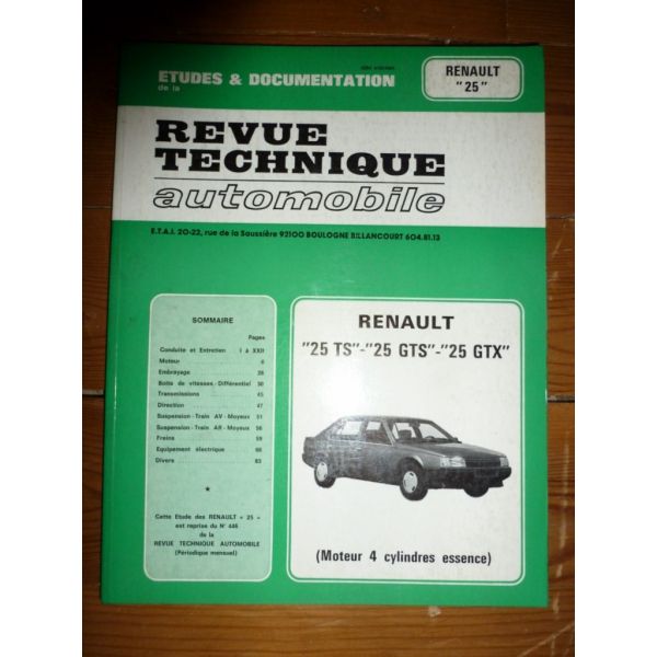 R25 TS GTS GTX Revue Technique Renault