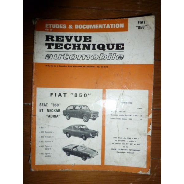 850 Neckar Adria Revue Technique Fiat