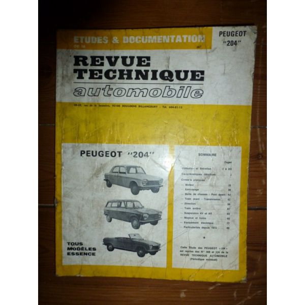 204 Revue Technique Peugeot