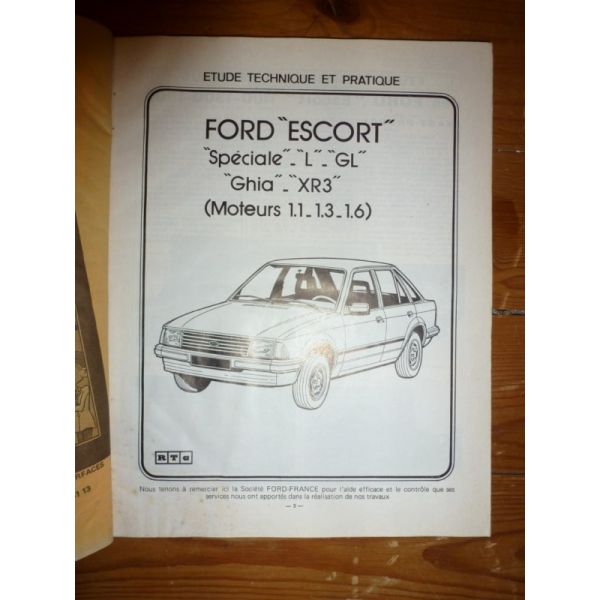 RTA Revue technique FORD ESCORT et ORION Traction AV jusquà fin 1983 Spéciale,L,GL,Ghia,XR3,XR3i