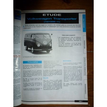 Transporter 90- 2.5tdi 2.5 ess Revue Technique Volkswagen