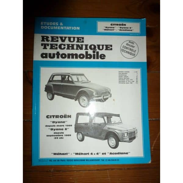 Dyane Mehari Acadiane Revue Technique Citroen