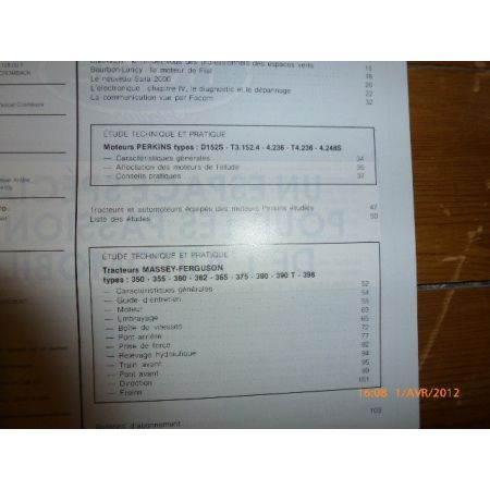 Série 300 350 355 360 362 365 375 390 390T 398 Revue Technique Agricole MF