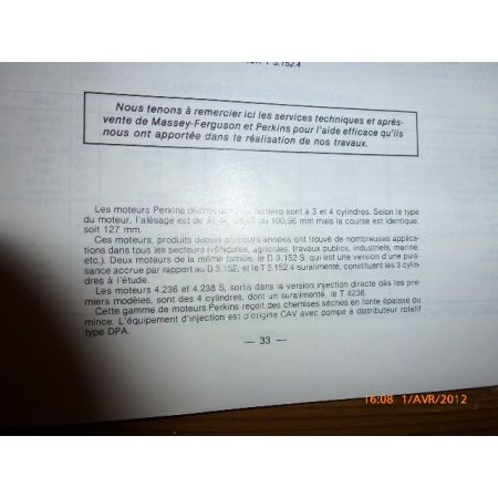 Série 300 350 355 360 362 365 375 390 390T 398 Revue Technique Agricole MF