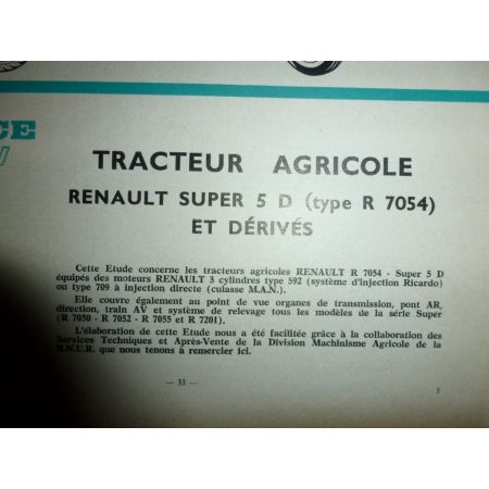 S5D R7054 R7154  Revue Technique Agricole Renault