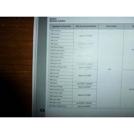 BMW SERIE 1 DIESEL depuis 01/2007 RRTAB0739.5 Revue technique