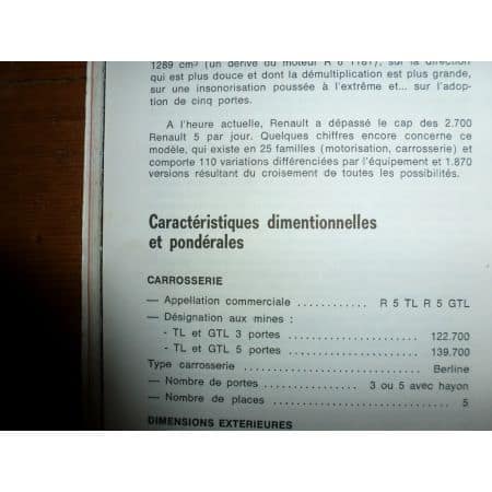 R5 TL GTL Revue Technique Renault