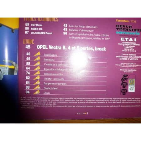 Vectra B Revue Technique Carrosserie Opel