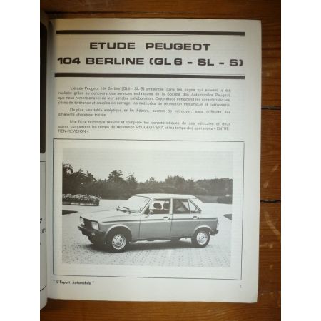 104 S SL GLS Revue Technique Peugeot