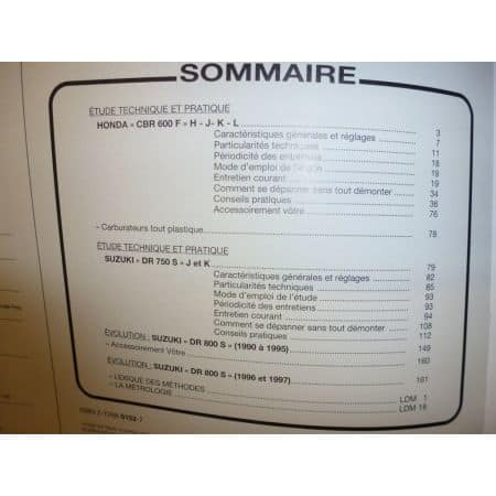 DR750 800 CBR600F Revue Technique moto Honda Suzuki