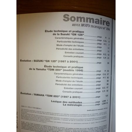 GN125 TDM850 Revue Technique moto Suzuki Yamaha
