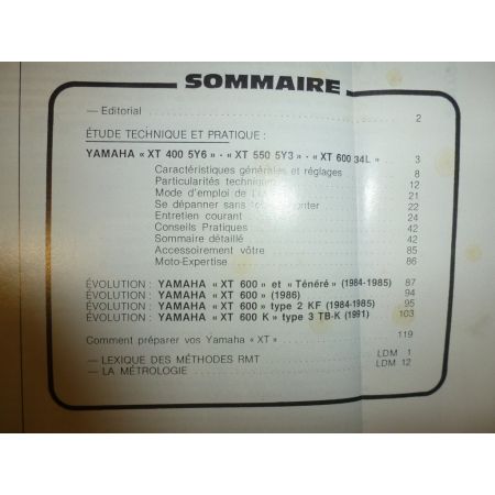 XT 400 550 600 Revue Technique moto Yamaha