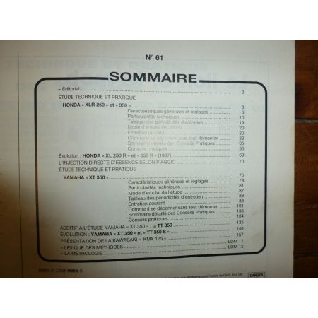 XLR250 350 XT350 TT350 Revue Technique moto Honda Yamaha