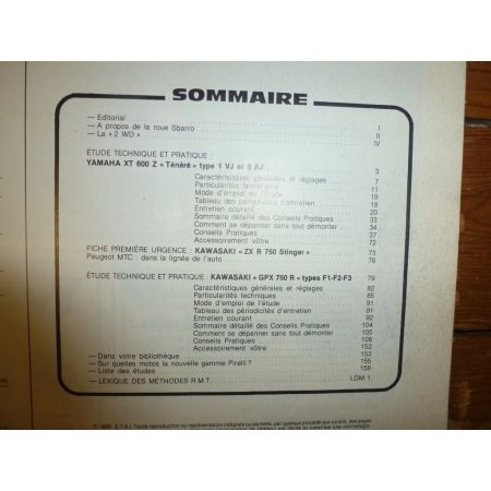 GPX750R XTZ600 Revue Technique moto Kawasaki Yamaha