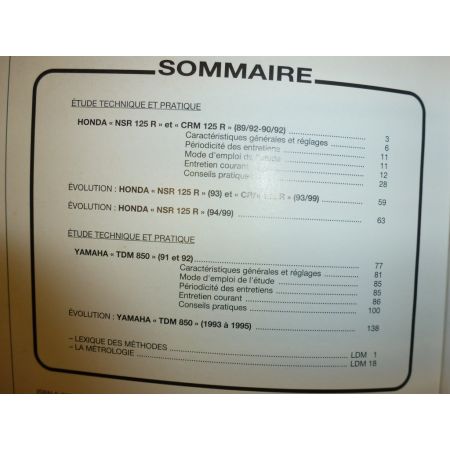 NSR CRM 125 TDM850 Revue Technique moto Honda Yamaha