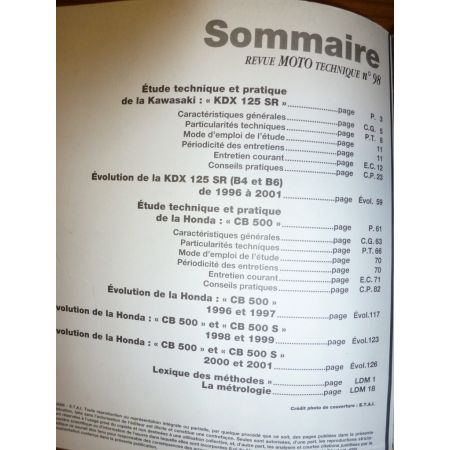 CB500 KDX125 Revue Technique moto Honda Kawasaki