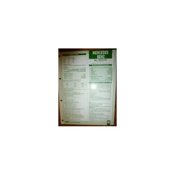 OM602-940 Fiche Technique Mercedes