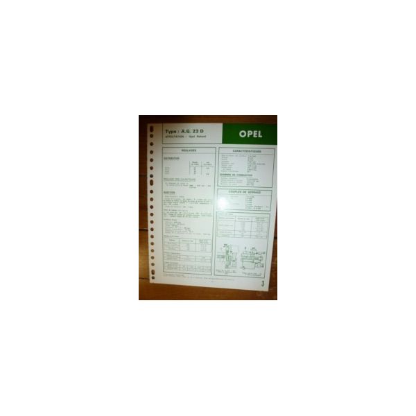 AG 23 D Fiche Technique Opel