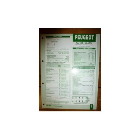 XUD9 A/U TF/U Fiche Technique Citroen