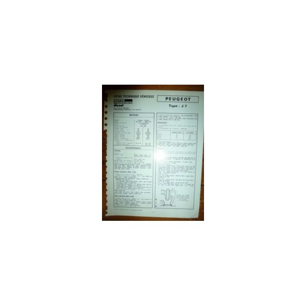 J7 Fiche Technique Peugeot