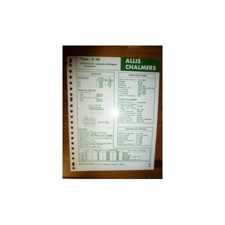 D118 Fiche Technique Allis Chalmers