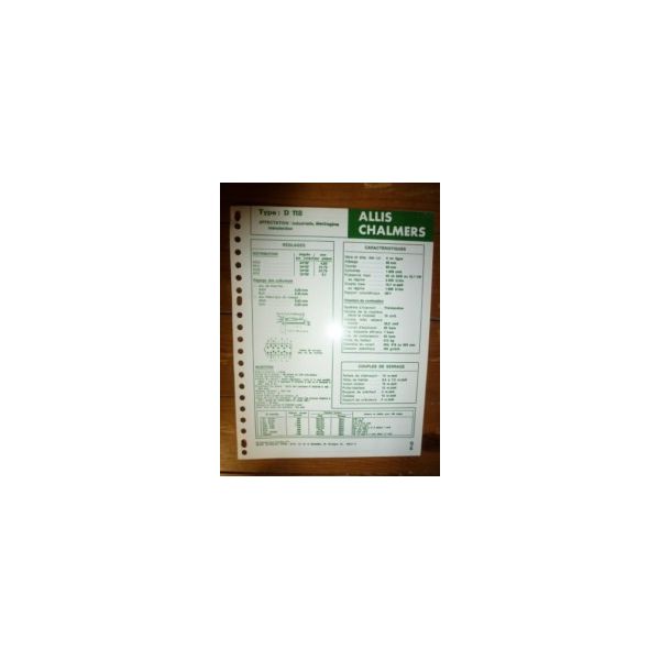 D118 Fiche Technique Allis Chalmers