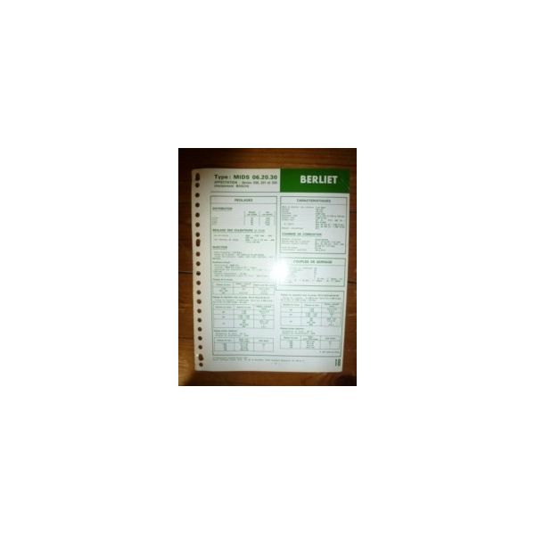 MIDS 06.20.30 (Bosch) Fiche Technique Berliet