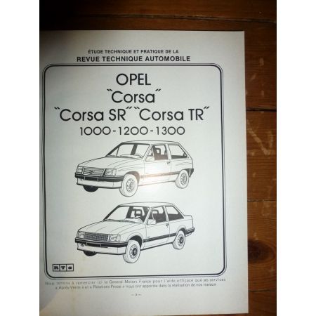 Corsa SR TR Revue Technique Opel