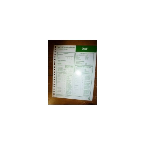 BN52 jusq 05/90 Fiche Technique Daf