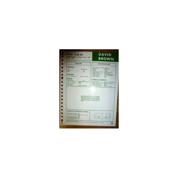 AD 4/55 011 Fiche Technique David brown