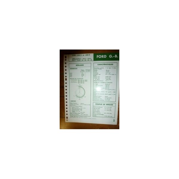 592E-624E Fiche Technique Ford