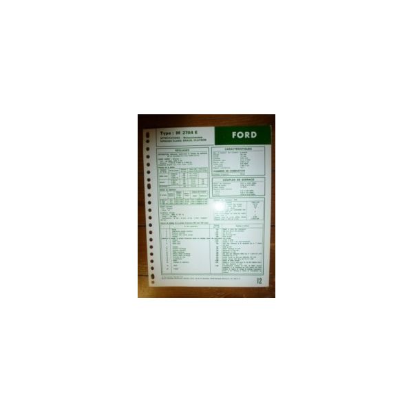 M2704E Fiche Technique Ford