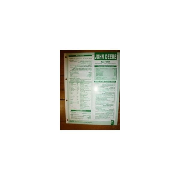 4045T Fiche Technique John Deere