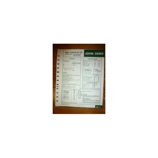 3.152DL01-3.152DL02 Fiche Technique John Deere