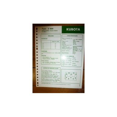 Z500 Fiche Technique kubota