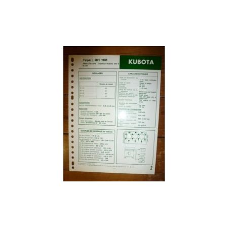 DH1101 Fiche Technique kubota