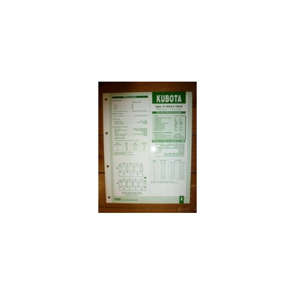 D1402B - V1902B Fiche Technique kubota