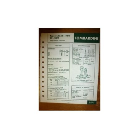 LDA 78-78/2-90-90/2 Fiche Technique Lombardini