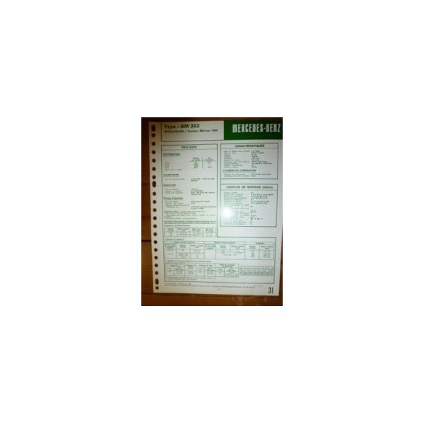 OM352 Fiche Technique Mercedes