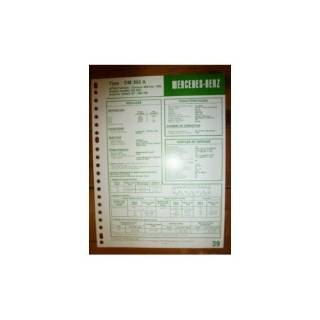 OM352A - 353957 jusq 694799 Fiche Technique Mercedes