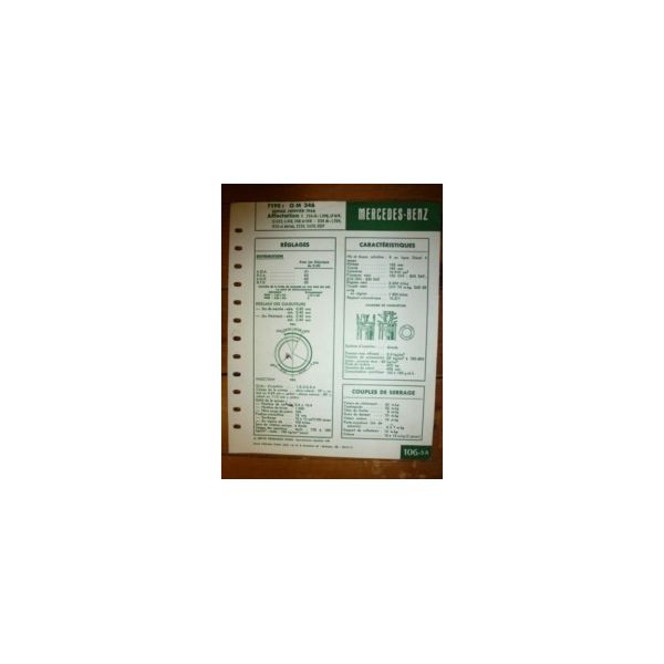 OM346 dep 01/66 Fiche Technique Mercedes