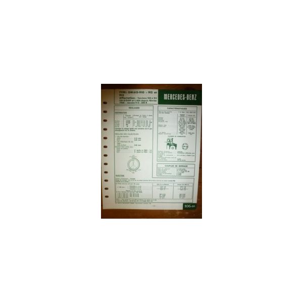 OM615 910-912-913 Fiche Technique Mercedes