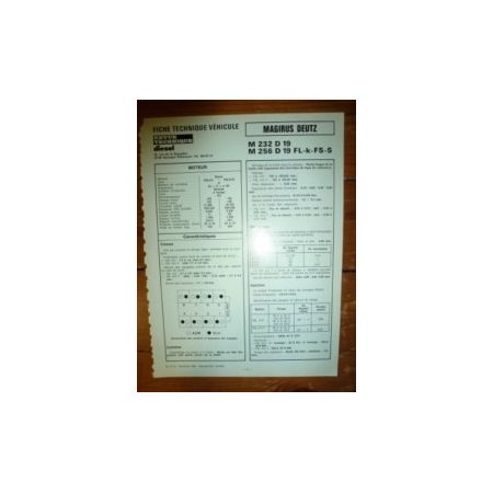 M232D19-M256D19 Fiche Technique Magirus deutz