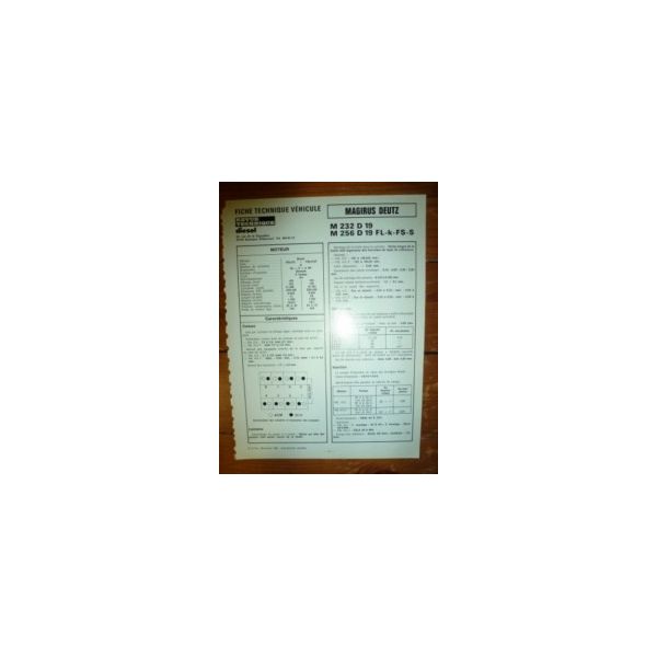 M232D19-M256D19 Fiche Technique Magirus deutz