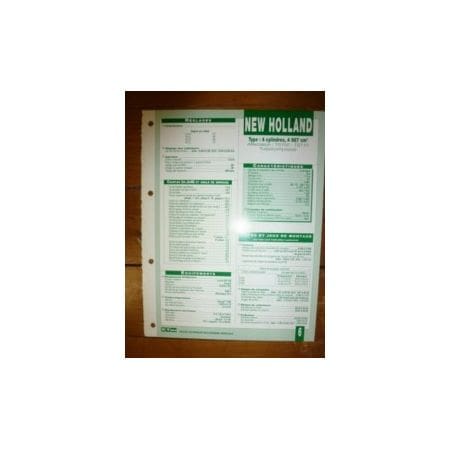 4 Cyl. 4987cc Fiche Technique New holland