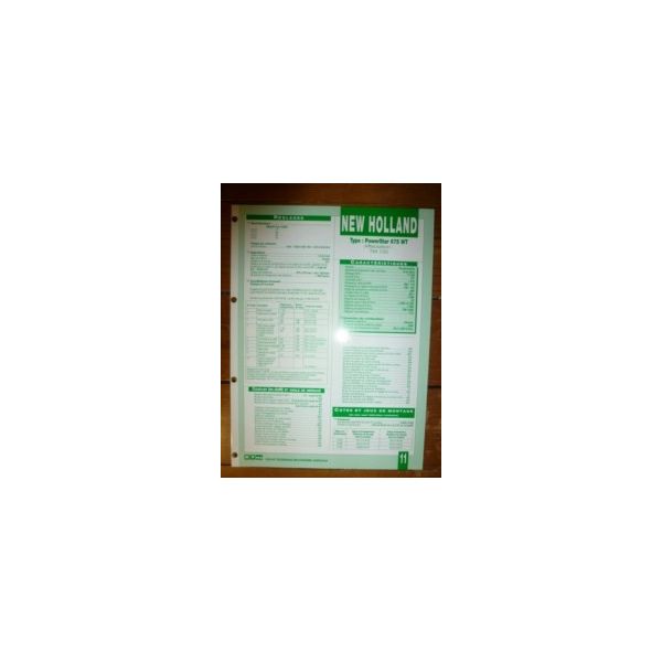 PowerStar 675WT Fiche Technique New holland