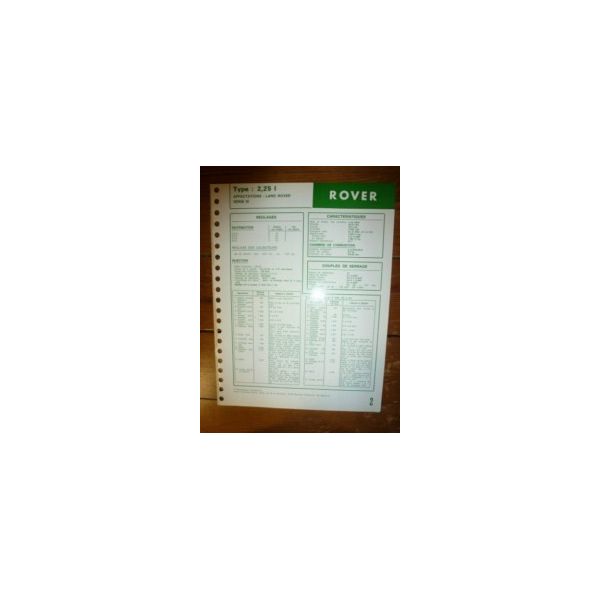 2.25L Fiche Technique Rover